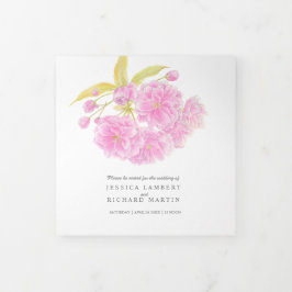 Pink Cherry blubssom Aquarell Tri-Falten Programm