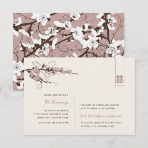 Pink Cherry blüht asiatisch Hochzeitsempfang Einladung