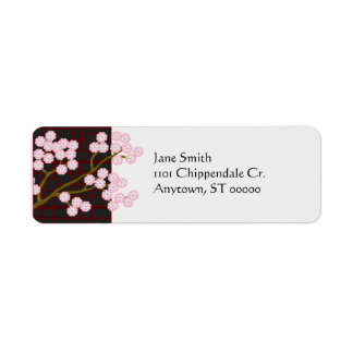 Pink Cherry blüht asiatisch Inspirierte Adressetik