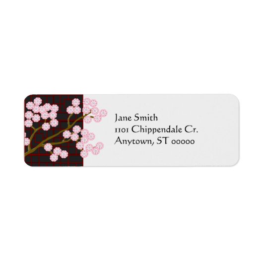 Pink Cherry blüht asiatisch Inspirierte Adressetik (Vorne)