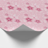 Pink Cherry blüht auf Dots Wrapping Paper Geschenkpapier (Ecke)