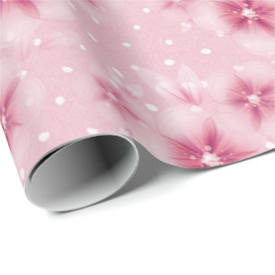 Pink Cherry blüht auf Dots Wrapping Paper Geschenkpapier