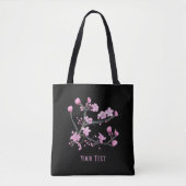 Pink Cherry Blüten Personalisiert Black Tasche (Vorderseite)