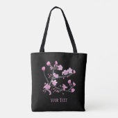 Pink Cherry Blüten Personalisiert Black Tasche (Rückseite)