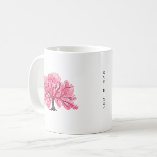 Pink Cherry Blütenbaum personalisierte Mug Kaffeetasse (Vorderseite Links)
