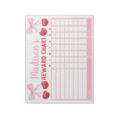 Pink Cherry Bow Girl Reward Chart Chore Chart Notizblock (Rotiert)