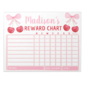 Pink Cherry Bow Girl Reward Chart Chore Chart Notizblock (Vorderseite)