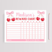Pink Cherry Bow Girl Reward Chart Chore Chart Notizblock