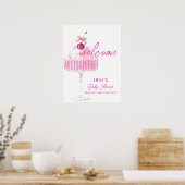 Pink Cherry Champagne Brunch Baby Dusche Empfang Poster (Küche)