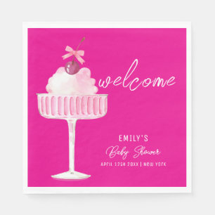 Pink Cherry Champagne Brunch Girl Baby Dusche Serviette