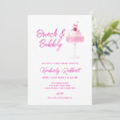 Pink Cherry Champagner Brunch Bubbly Baby Dusche Einladung (Stehend Vorderseite)