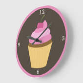 Pink Cherry Cupcake Große Wanduhr (Winkel)