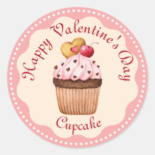 Pink Cherry Cupcake Runder Aufkleber