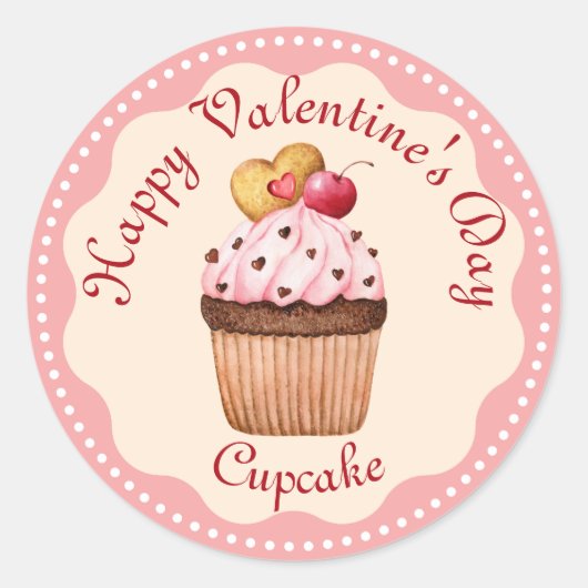 Pink Cherry Cupcake Runder Aufkleber (Vorderseite)