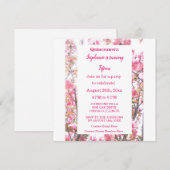 Pink Cherry Floral Quinceanera Fünfzehnte Geburtst Einladung (Vorne/Hinten)