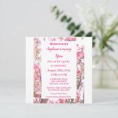 Pink Cherry Floral Quinceanera Fünfzehnte Geburtst Einladung (Stehend Vorderseite)