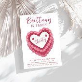 Pink Cherry Heart Modern Birthday Einladung