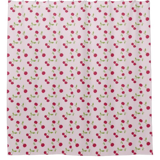 Pink Cherry Print Pattern Pink Cute Duschvorhang (Vorderseite)