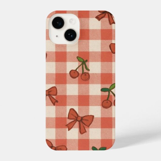 "Pink Cherry & Ribbon Pattern Phone Case – Cute  iPhone Hülle (Rückseite)