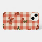 "Pink Cherry & Ribbon Pattern Phone Case – Cute  iPhone Hülle (Rückseite (Horizontal))