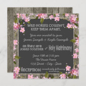 Pink Cherry Rustic Barn Wood Chalk Hochzeit Einladung (Vorne/Hinten)