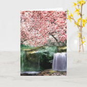 Pink Cherry Sakura Japanischer Blossom Tree Card Karte (Gelbe Blume)