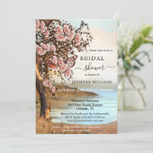 Pink Cherry Tree Butterfly Brautparty Einladung (Stehend Vorderseite)