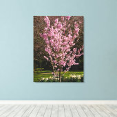 Pink Cherry Tree Canvas Print Leinwanddruck (Insitu (Holzboden))
