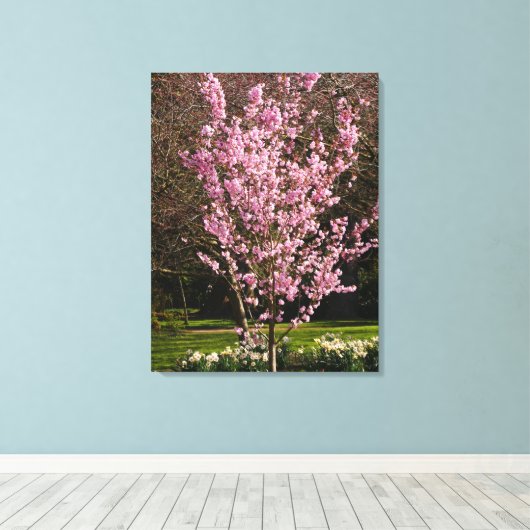 Pink Cherry Tree Canvas Print Leinwanddruck (Insitu (Holzboden))