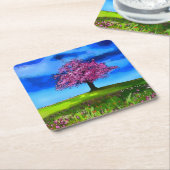 Pink Cherry Tree Rechteckiger Pappuntersetzer (angewinkelt)