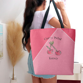 Pink Cherry Trendy Modern Niedlich Kitschy Name Tasche