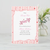 Pink Cherub Bearly Wait Baby Shower Invitation Einladung (Stehend Vorderseite)