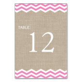 Pink Chevrons auf Burlap-Tischnummer Tischnummer (Rückseite)