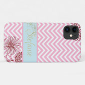 Pink Chevrons & Blume Case-Mate iPhone Hülle (Rückseite (Horizontal))