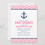 Pink Chevrons Kinderdusche Einladung (Vorderseite)