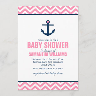 Pink Chevrons Kinderdusche Einladung
