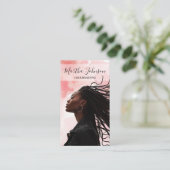 Pink Chic Afro American Braids Braiding QR Code Visitenkarte (Stehend Vorderseite)