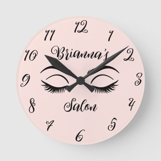 Pink Chic Beauty Eyelashes Salon Personalisiert Runde Wanduhr (Vorderseite)