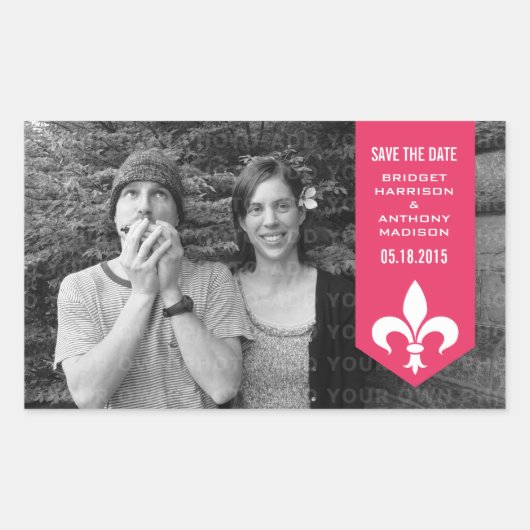 Pink Chic Blühe Banner Save the Date Sticker (Vorderseite)