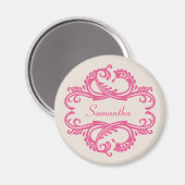 Pink Chic Damask Magnet (Vorderseite/Rückseite)