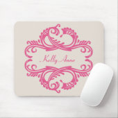 Pink Chic Damask Mousepad (Mit Mouse)