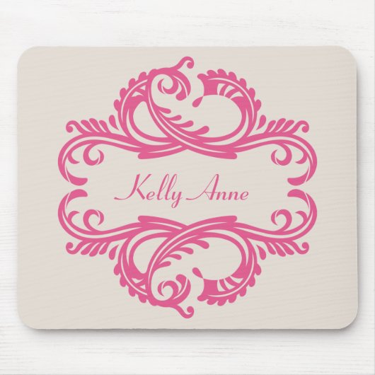 Pink Chic Damask Mousepad (Vorne)