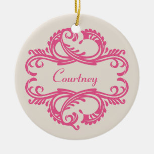 Pink Chic Damask Ornament