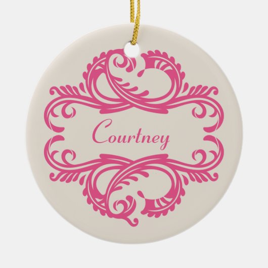 Pink Chic Damask Ornament (Vorne)