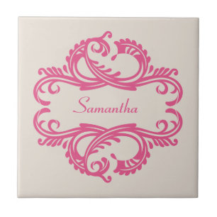 Pink Chic Damask Tile Fliese