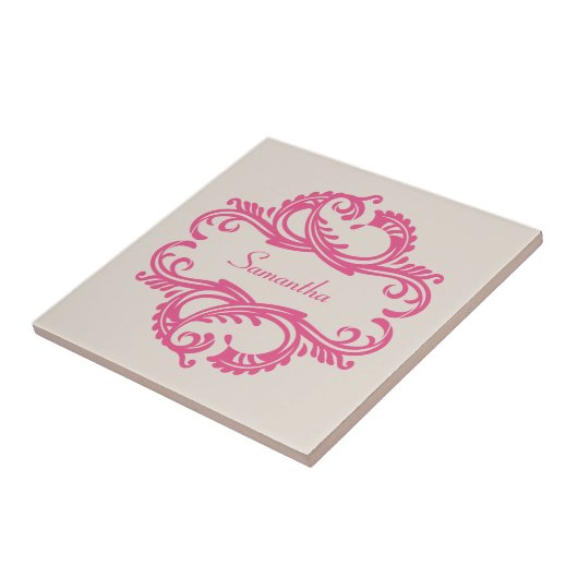 Pink Chic Damask Tile Fliese (Seite)