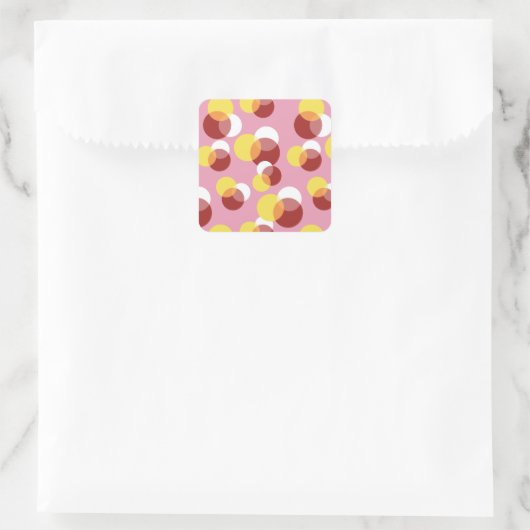 Pink Chic Geometric Polka Dots Muster Quadratischer Aufkleber (Tasche)