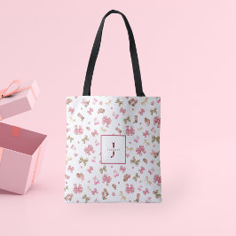 Pink Chic Girly Cowgirl Coquette Muster Monogram Tragetaschen Mit Langen Trägern