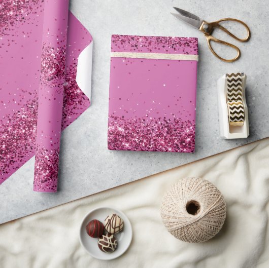 Pink Chic Glitzer Sparkle Geschenkpapier (Kunsthandwerk)
