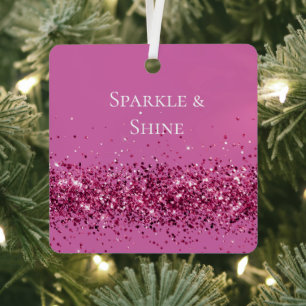 Pink Chic Glitzer Sparkle Ornament Aus Metall